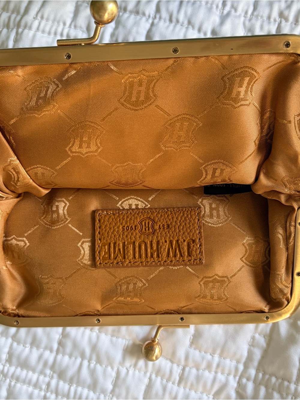 Elegant Navy Clutch with Gold Crest Accent - Picture 2 of 3